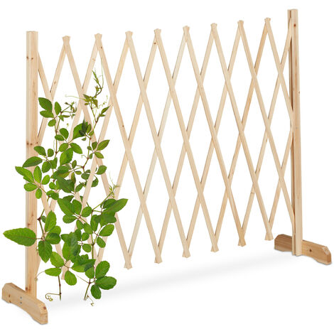 Relaxdays Reja Trepadoras Madera, Soporte Enredaderas Extensible hasta 275 cm, Celosía de Pie, Jardín o Huerto, Natural