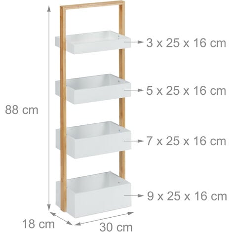 Casaria Estantería de baño de bambú 4 estantes 88x16x28 carga máx. 20Kg  mueble para cocina baño