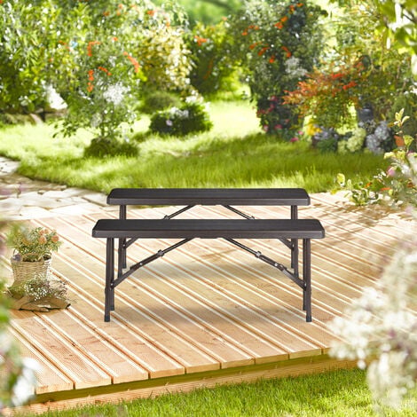 Banco para jardín de madera Micha 62x83cm - banco de exterior para terraza,  banquito de madera natural lacada para patio, banca para porche de acero