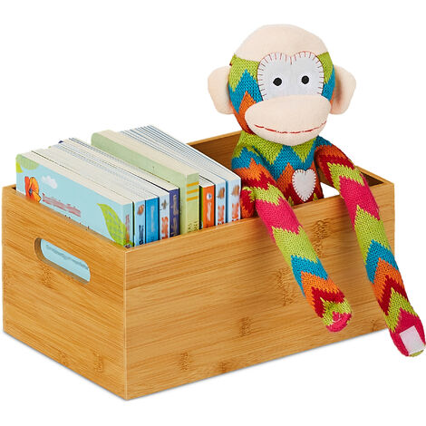 Relaxdays Caja Almacenaje Bambú, Estable, Abierta, Almacenamiento sin Tapa, para Baño, Cocina, 14 x 30 x 20 cm, Natural