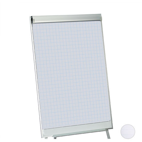 Relaxdays Papel de Rotafolio, Rollo 50 Hojas, Cuadriculado, Bloc Pizarra, 60 g/m², 6 Perforaciones, 57,5 x 81 cm, Blanco