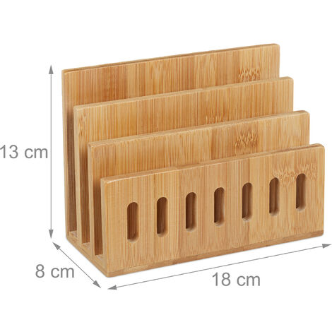 Portadocumentos De Bambú Con 5 Compartimentos - Bandeja Para Cartas, Facturas Y Revistas, 24.5x20.5x23 Cm