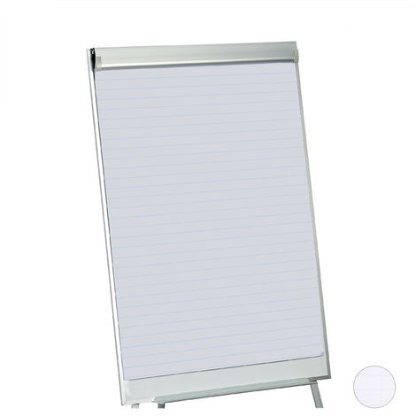 Relaxdays Papel de Rotafolio, Rollo de 50 Hojas a Rayas, Bloc Pizarra, 60 g/m², 6 Perforaciones, 57,5 x 81 cm, Blanco