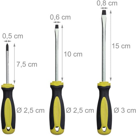 Juego de 6 destornilladores Cushion Grip: Plana, Phillips y Test