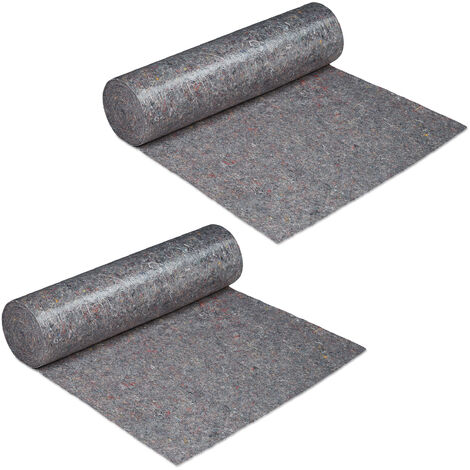 2 Vellones de pintor, Cubre suelos, 1 m x 50 m = 50m², Antideslizante, Impermeable, 220g/m², Gris
