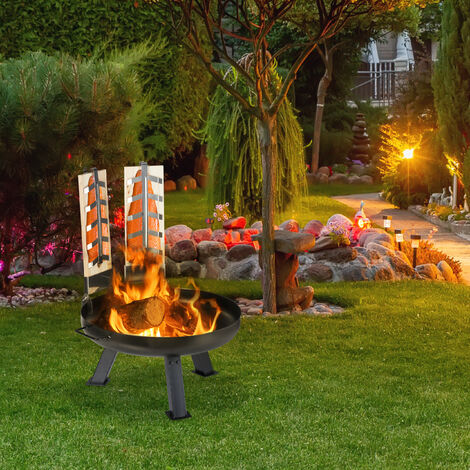 VOUNOT Brasero Exterior para Jardín y Terraza, 3 en 1 Metal Fire Pit, Pozo  de Fuego con Protector de Chispas, 81 x 81 x 45 cm Negro: : Jardín