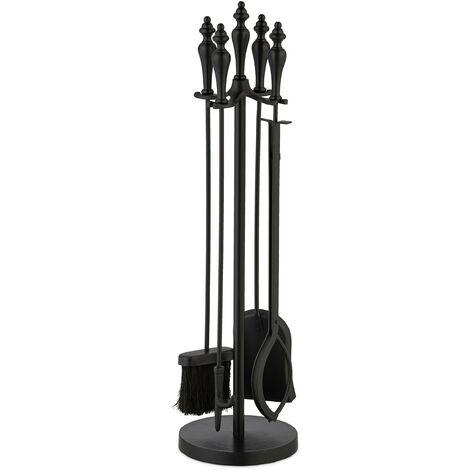 Set de accesorios para chimenea - negro - 5 piezas