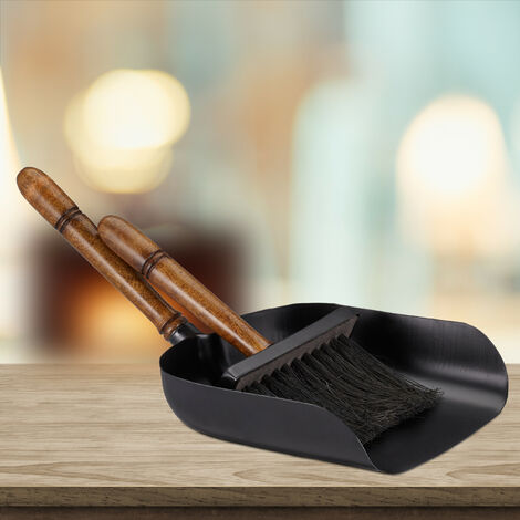 Kit De Limpieza Para Chimenea - 5 Piezas Con Soporte, Acero Y Madera, Color Negro
