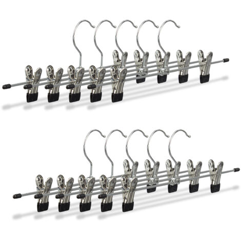 Set de 30 perchas para pantalones, Ajustables, Regulable, Ganchos, Negro y plateado, 9 x 35,5 x 2,5 cm