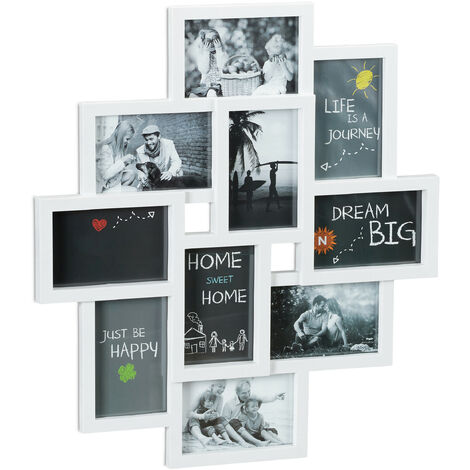Portafotos multiple de pared para 8 fotos de 10x15 plastico blanco