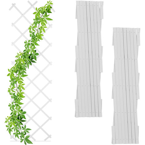 Relaxdays Pack 3 Soportes Reja Trepadoras, Guías Plantas Enredaderas Plegables, 180 cm, Jardín, Balcón o Terraza, Blanco