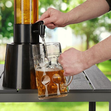 Relaxdays Torre de Cerveza Alta con Grifo, 3 L, Dispensador de Bebidas con  Enfriador, Beer Tower
