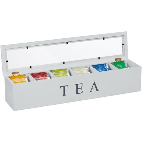 Caja té, Caja para guardar bolsas de té e infusiones, Caja bambú