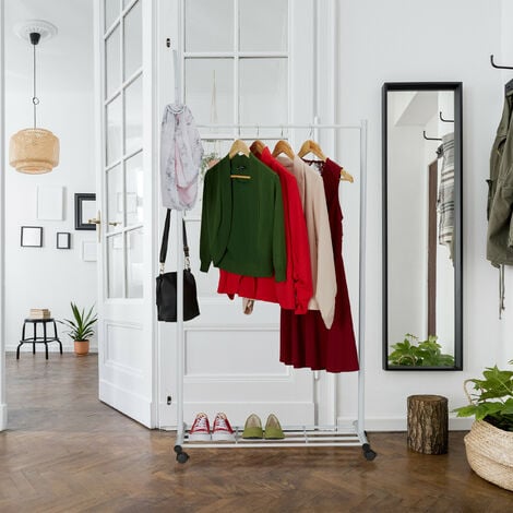 Perchero Movil Percheros Cromados Con Ruedas Relaxdays Burro Para