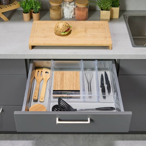 Relaxdays Organizador Cajones Ajustable, Separador Cajón Cocina