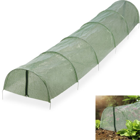 Relaxdays Invernadero Túnel con Cremallera, Protección para Huertos, 3,9 m de Largo, Contra Parásitos y Pájaros, Verde