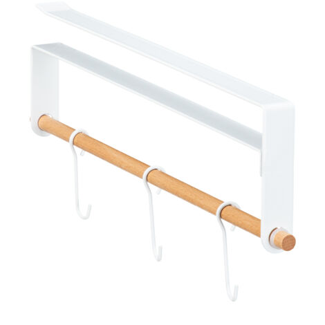 Perchero De Puerta Con 6 Ganchos - Madera De Bambú, Sin Taladrar, Ideal Para Baño, Dormitorio O Pasillo