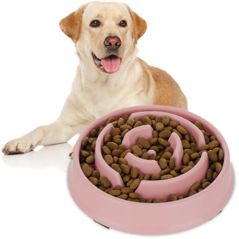 3 Comederos Antivoracidad Perro L, Cuenco Antiestrés, Comida Lenta, Apto Lavavajillas, 400 ml, Rosa