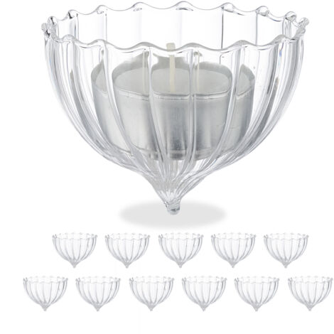 Relaxdays Portavelas De Té Geométricos, Set De 2, Metal, 10 X 13 X 12 Cm Candeleros Para Vela Votiva Dorado 90743384