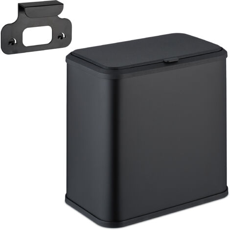 Relaxdays Cubo de Basura Colgante, 5 L, Cocina y Baño, Papelera Interior, Metal y Plástico, Basurero Cosméticos, Negro (1/5)