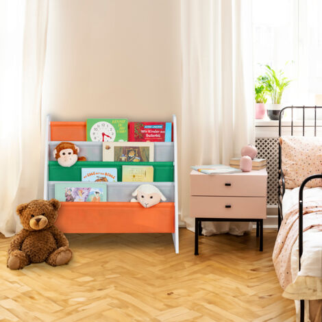 Libreria Per Bambini Relaxdays Con Ruote - 3 Ripiani, Bianca, 57x62x42 Cm, Per Libri E Giocattoli