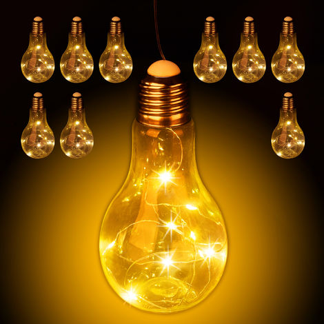 10 bombillas LED decorativas, Colgante, Iluminación a pilas, Inalámbrica,  Transparente