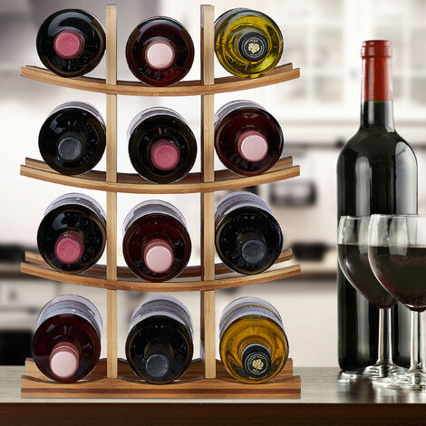 Relaxdays Botellero, Estante 12 Botellas, Vinoteca Bambú, Mueble Vino,  Cocina y Bar, 30 x 45 x 23,5 cm, Natural