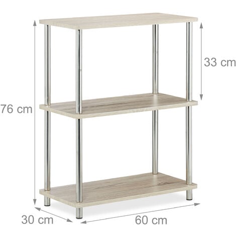 Estantería blanca madera metal 3 estantes 76x60 cm