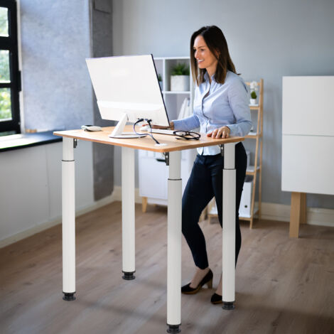 Pie De Mesa Ajustable En Altura Relaxdays - Eléctrico, Altura 71-121 Cm, Ancho 86-133 Cm, Para Escritorio De Pie, Acero Gris