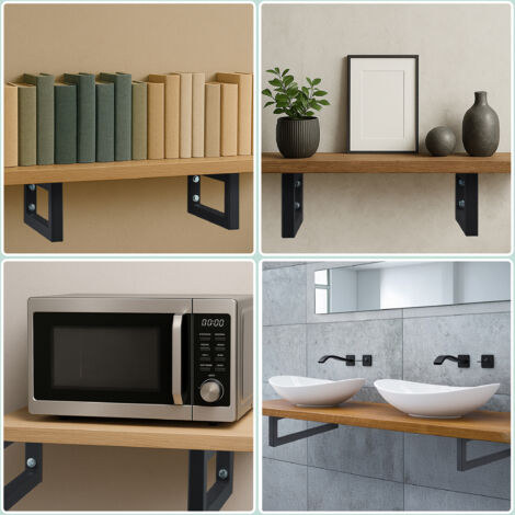 ML-Design Juego de 2 Soportes de Pared para Lavabo, 500x150 mm, Negro, Acero, Soporte de Lavabo de Diseño, Base de Soporte de Pared para Encimera de Lavabo, Soporte Soporte Estante Toallero ML-Design Juego de 2 Soportes de Pared para Lavabo, 500x150 mm, Negro, Acero, Soporte de Lavabo de Diseño, Base de Soporte de Pared para Encimera de Lavabo, Soporte Soporte Estante Toallero