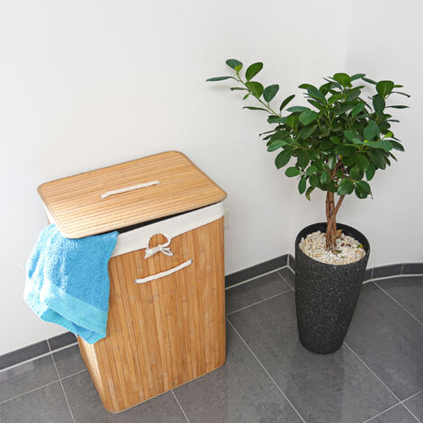 Cesta Para Ropa Sucia De Bambú - Con Bolsa Extraíble, Ideal Para Baño O Lavadero