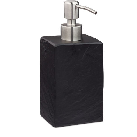 2 x dispensadores de jabón, 200 ml, recargables, baño, cocina, dispensador líquido, resina, bomba de acero, negro