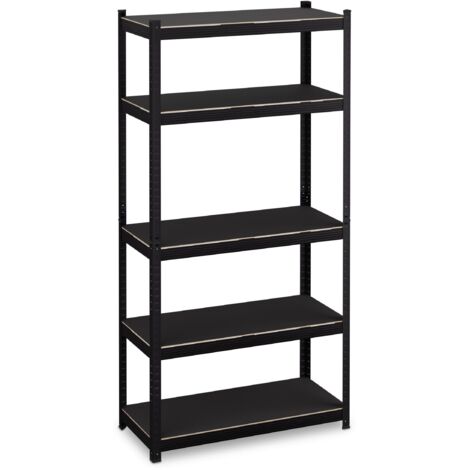 2 estantes robustos, HBT 180 x 90 x 40 cm, 875 kg, 5 estantes, sótano, garaje, estantería, salón, oficina, acero, negro