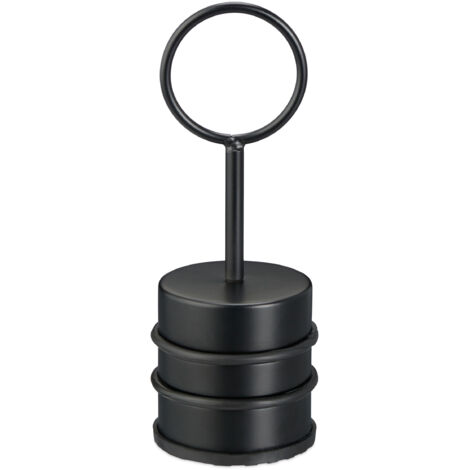2 topes de puerta con asa, acero inoxidable y goma, topes para suelo, interior, 20 x 7 cm, retenedores de puerta, negro
