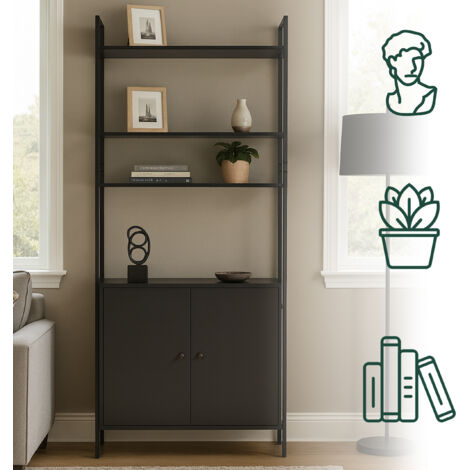 Console Relaxdays, H x L x P : 75 x 80 x 23 cm, métal, MDF, console étroite pour hall, table 3 étagères, marron/noir
