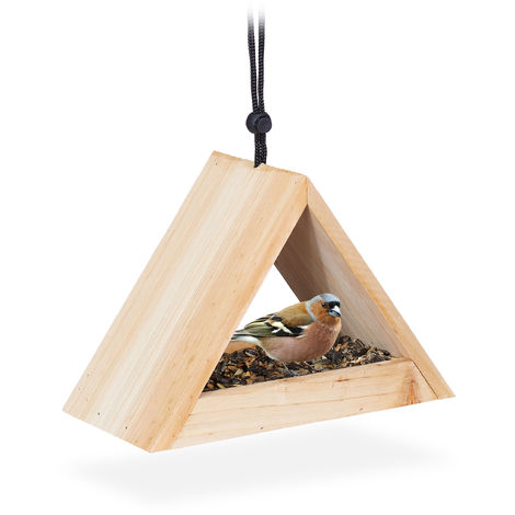 Comedero para pájaros de madera colgante, casa para pájaros con techo hecho  a mano, Patio, jardín al aire libre -  España