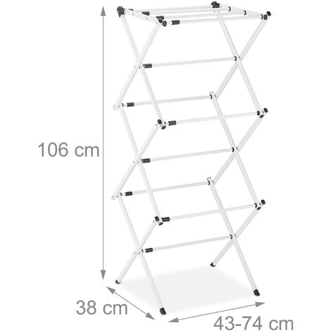 Relaxdays Tendedero Vertical Plegable, Extensible, 11 barras, 6 Niveles,  Secador Ropa, Metal, 1 Ud., 106x38 cm, Gris