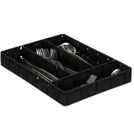 Cubertero cajón extensible Bandeja cubiertos Organizador cubertería negro  4052025475123