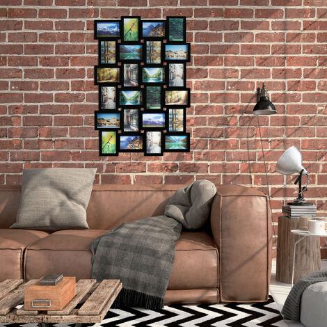 Mural con marco multifoto, 4 cuadros de pared de 10 cm x 15 cm, color  marrón