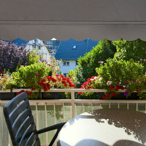 Relaxdays Toldo Enrollable Exterior Portátil Regulable con Manivela, Poliéster-Acero, Gris, 150 cm de ancho