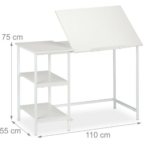 Mesa Escritorio con 1 Cajón y Estantes 110cm Sim Blanco y Natural.