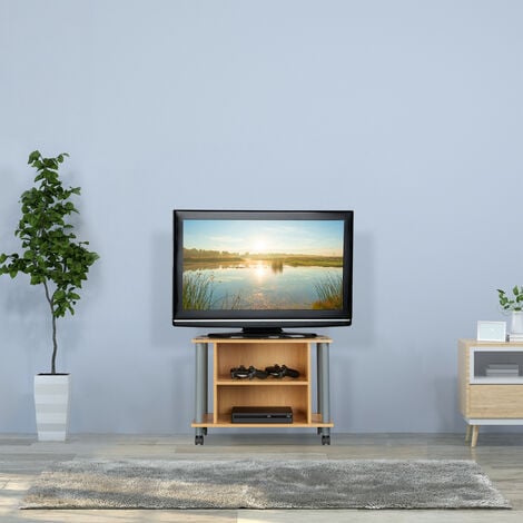 Relaxdays Mueble TV con ruedas, Mesa televisión con 2 compartimentos, 45 x  60 x 40 cm