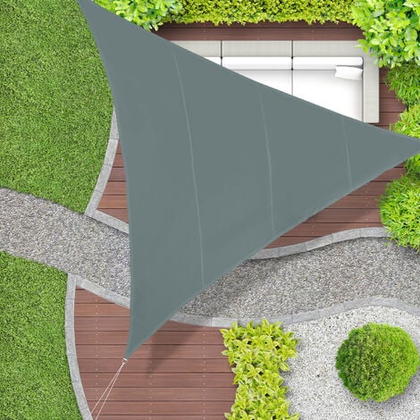 Toldo vela triangular de jardin 4 x 5 x 6,4 m gris claro