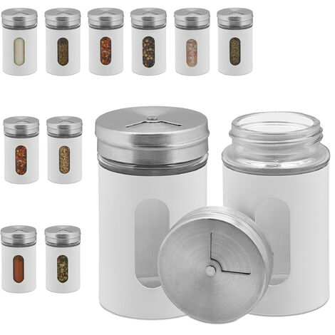 Frascos de especias Juego de 12 frascos de especias y 48 etiquetas de  especias blancas minimalistas