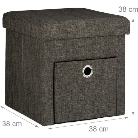 Puff cubo otomano reposapiés con almacenamiento 38 x 38 x 38 cm Negro Puff  cubo- asiento