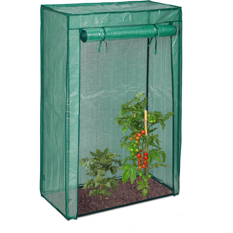 2 Invernaderos Tomates, 100 x 150 x 50 cm, Mini Huerto, Jardín o Balcón, Vertical, Acero, Polietileno, Verde