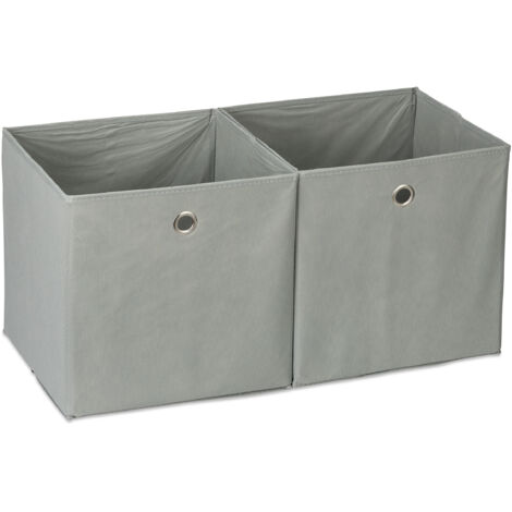6 Cajas de almacenaje, Cuadradas, Cajas textiles, 30 x 30 x 30 cm, Cubos almacenaje para estanterías, Tela, Gris