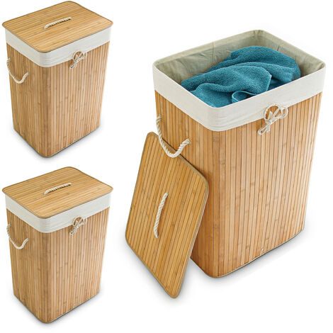 Cesto para ropa sucia con 3 compartimentos - plegable y lavable