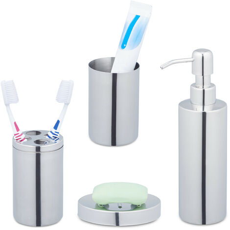 Juego de accesorios de baño, 6 piezas de plástico para baño, dispensador de  jabón, soporte para cepillo de dientes, vaso, jabonera, ahorrador de