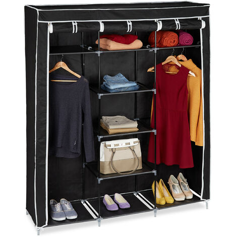 Armario portátil con 4 estantes para colgar ropa, color negro